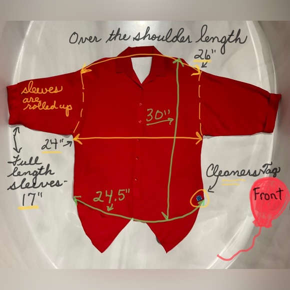 Red Backless Tuxedo Draped Woman’s Blouse 1X Professionally Cleaned & ❤️ Ready🌹 - Picture 7 of 9